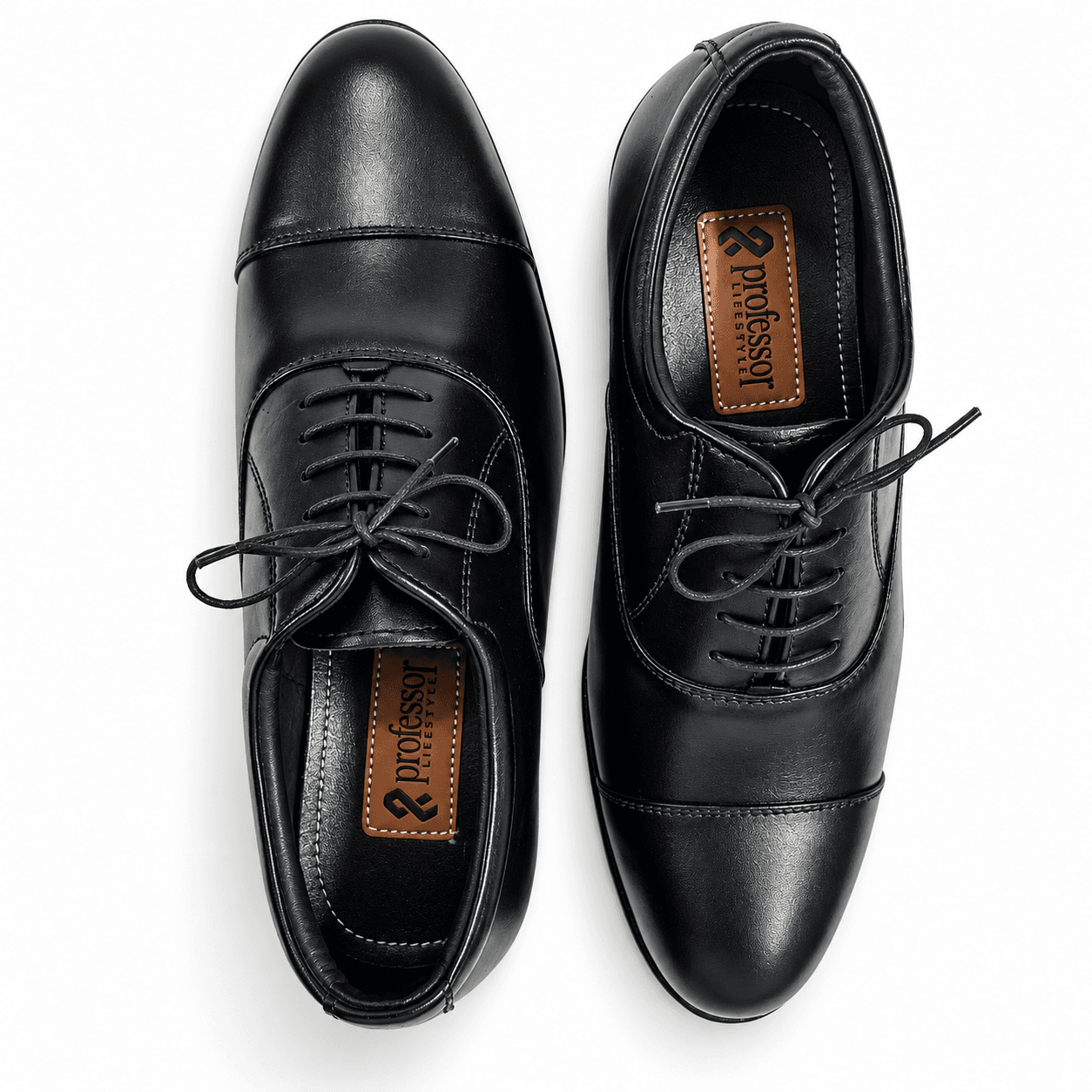 Professor Lifestyle Men's Black Cap-Toe Lace-Up Formal Shoes